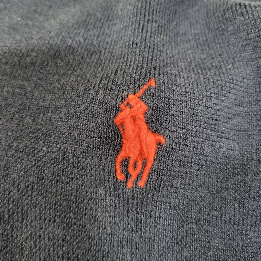 Polo Ralph‎ Lauren Men Sweater Large Blue Pima Cotton Logo Embroidered V Neck